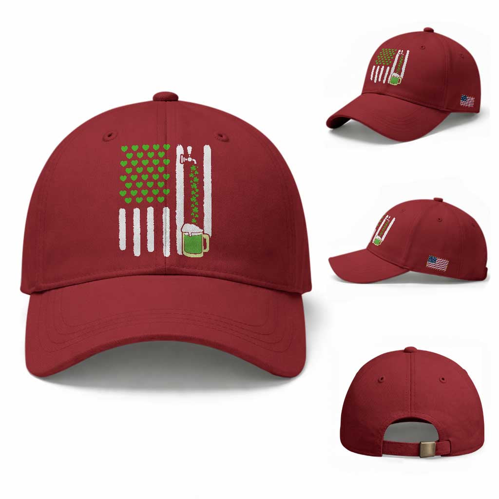 St Patricks Day Irish American Pride Gift Baseball Cap TS12 Baseball Cap Universal Fit Cherry Red Print Your Wear
