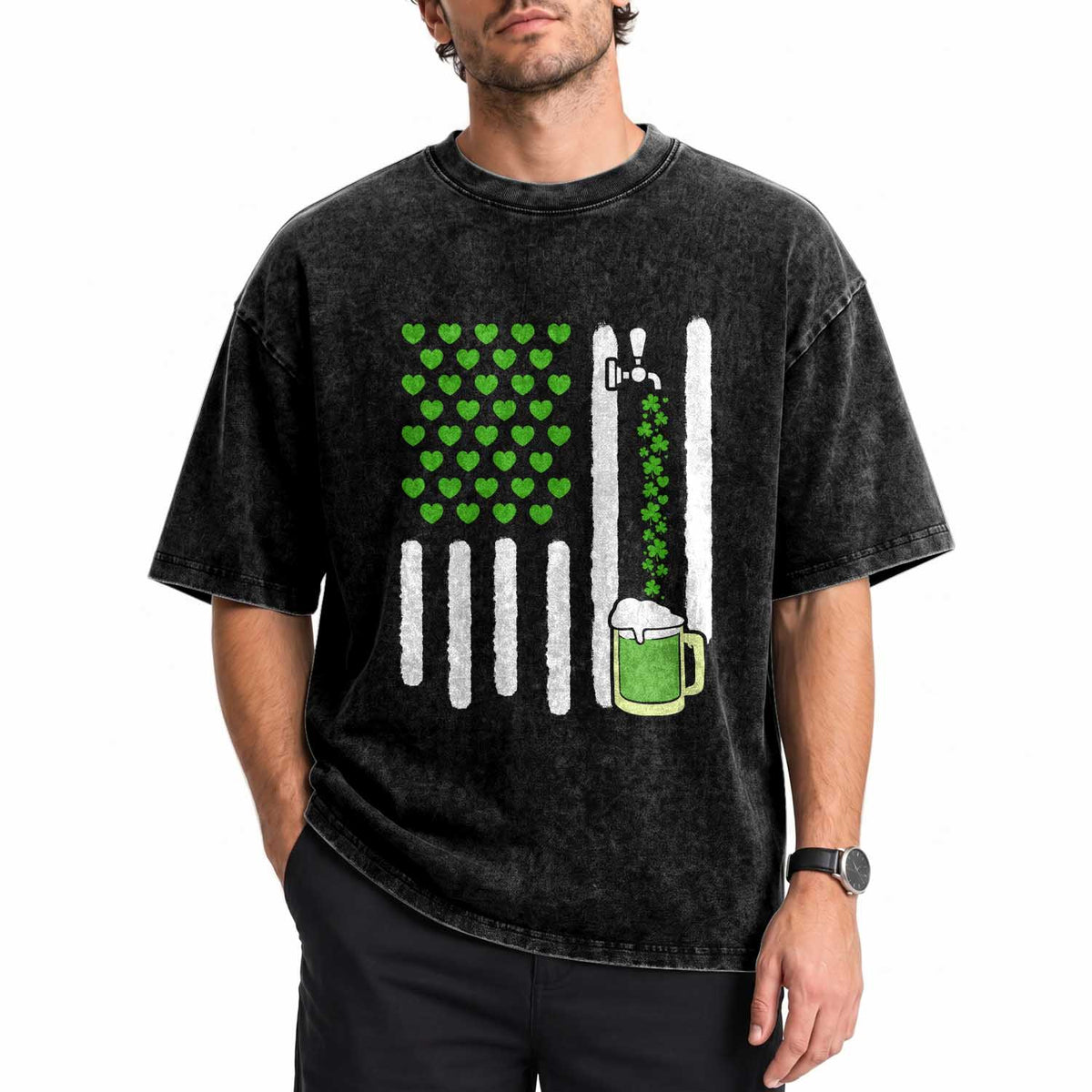 St Patricks Day Irish American Pride Gift Washed Cotton T-Shirt