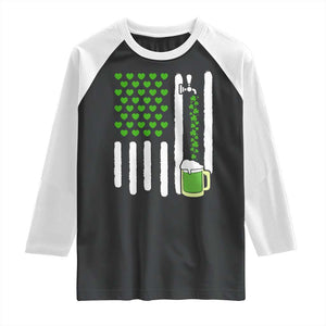 St Patricks Day Irish American Pride Gift Raglan Shirt TS12 Black White Print Your Wear