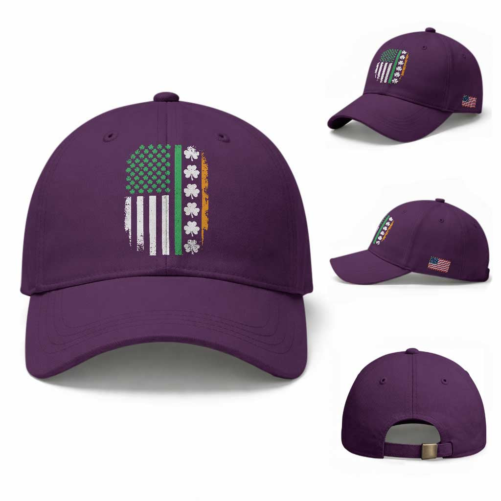 USA Flag With Shamrocks Baseball Cap St Patricks Day Gift TS12 Baseball Cap Universal Fit Purple Print Your Wear
