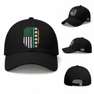 USA Flag With Shamrocks Baseball Cap St Patricks Day Gift TS12 Baseball Cap Universal Fit Black Print Your Wear
