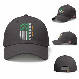 USA Flag With Shamrocks Baseball Cap St Patricks Day Gift TS12 Baseball Cap Universal Fit Dark Gray Print Your Wear