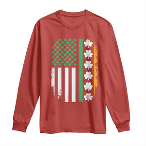 USA Flag With Shamrocks Long Sleeve Shirt St Patricks Day Gift TS12 Red Print Your Wear