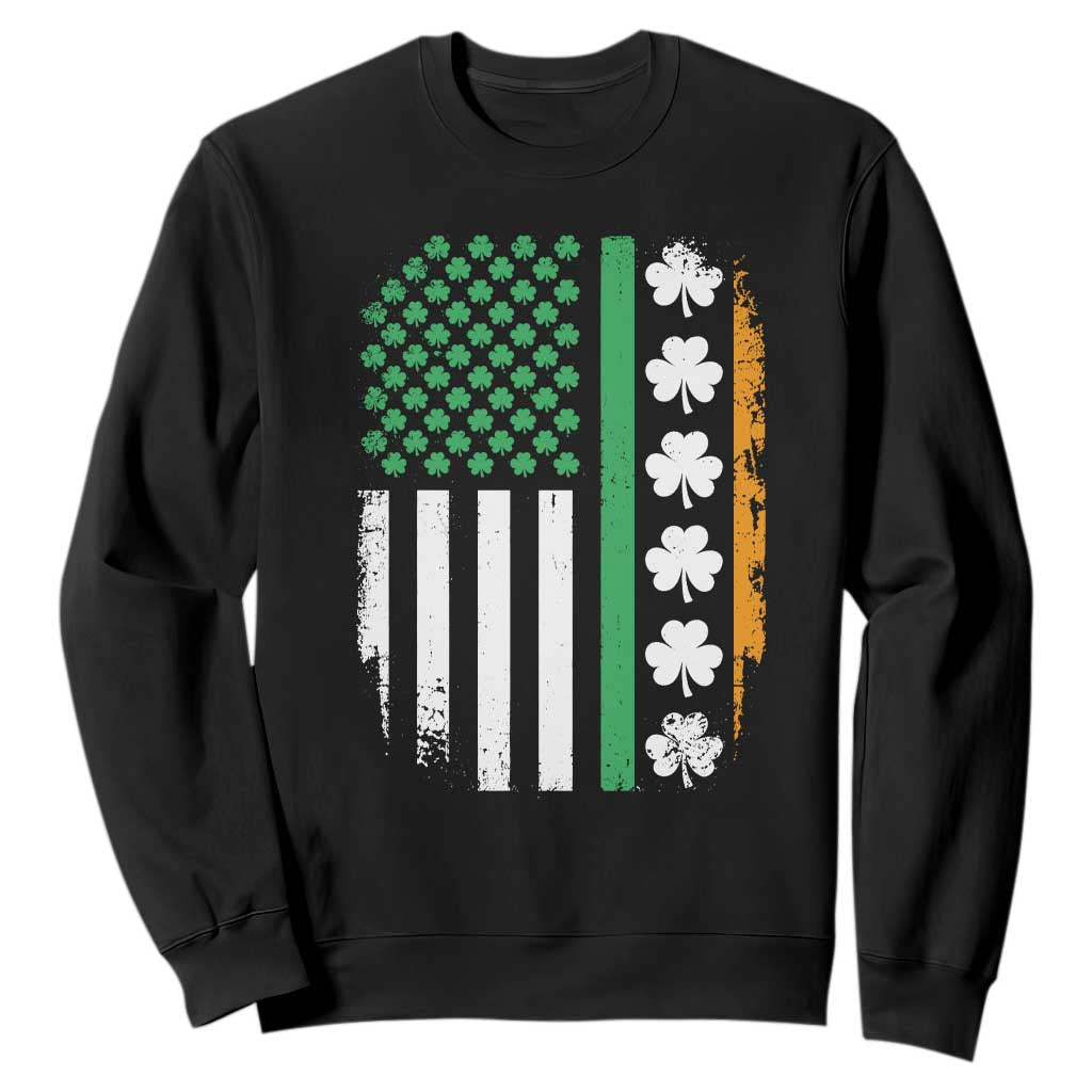 USA Flag With Shamrocks Sweatshirt St Patricks Day Gift TS12 Black Print Your Wear