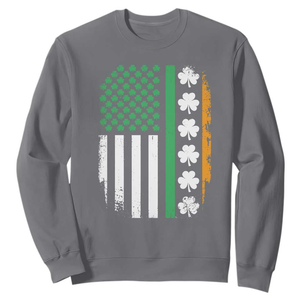 USA Flag With Shamrocks Sweatshirt St Patricks Day Gift TS12 Charcoal Print Your Wear