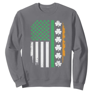 USA Flag With Shamrocks Sweatshirt St Patricks Day Gift TS12 Charcoal Print Your Wear