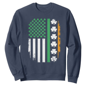 USA Flag With Shamrocks Sweatshirt St Patricks Day Gift TS12 Navy Print Your Wear
