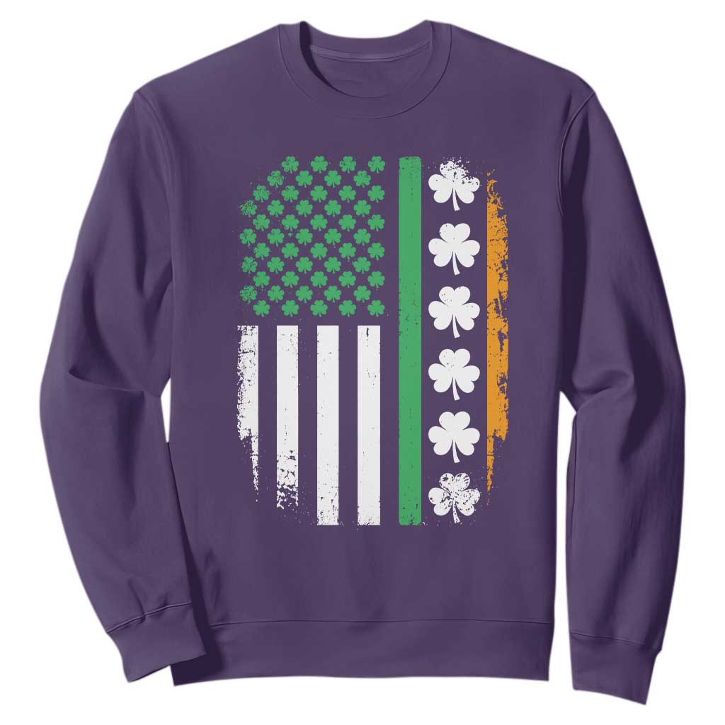 USA Flag With Shamrocks Sweatshirt St Patricks Day Gift TS12 Purple Print Your Wear