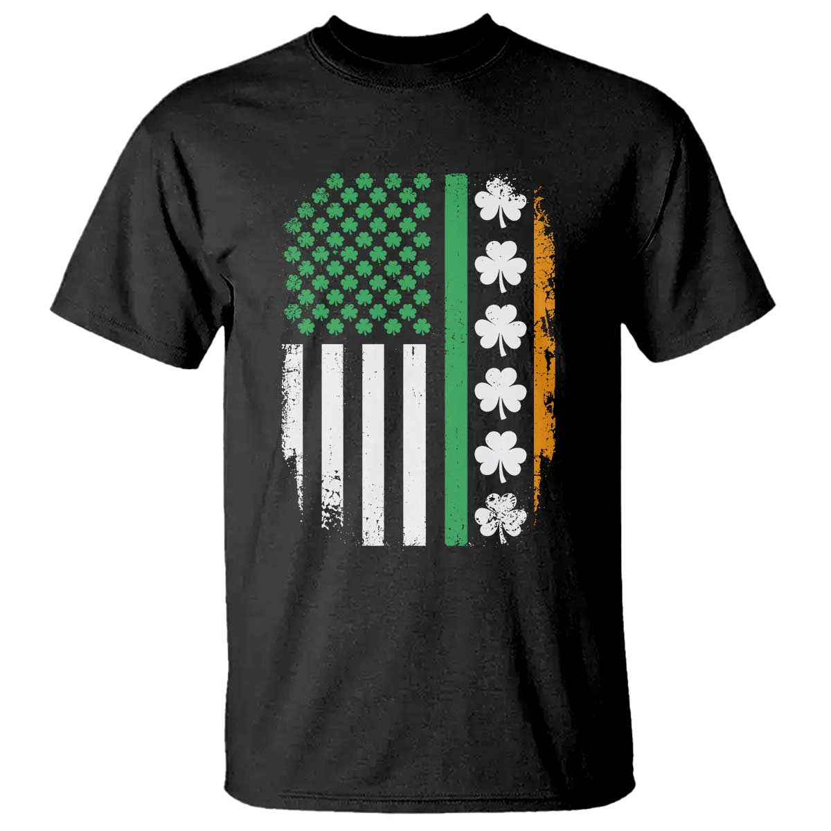 USA Flag With Shamrocks T Shirt St Patricks Day Gift TS12 Black Print Your Wear