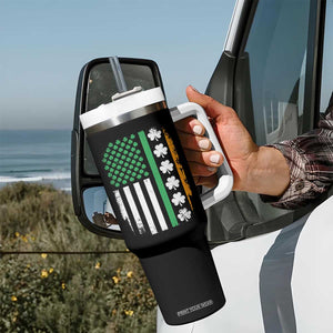 USA Flag With Shamrocks Tumbler With Handle St Patricks Day Gift TS12 Print Your Wear