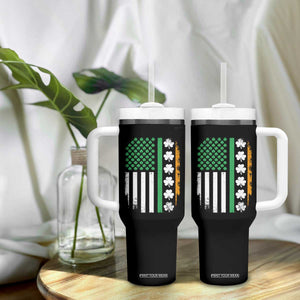 USA Flag With Shamrocks Tumbler With Handle St Patricks Day Gift TS12 Print Your Wear