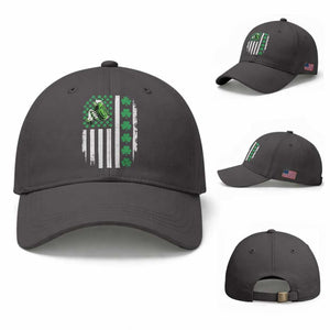 Irish Patriotic USA Flag With Shamrocks Gift Baseball Cap TS12 Baseball Cap Universal Fit Dark Gray Print Your Wear