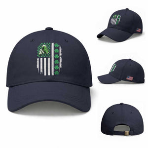 Irish Patriotic USA Flag With Shamrocks Gift Baseball Cap TS12 Baseball Cap Universal Fit Navy Print Your Wear