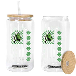 Irish Patriotic USA Flag With Shamrocks Gift Glass Can TS12 Print Your Wear