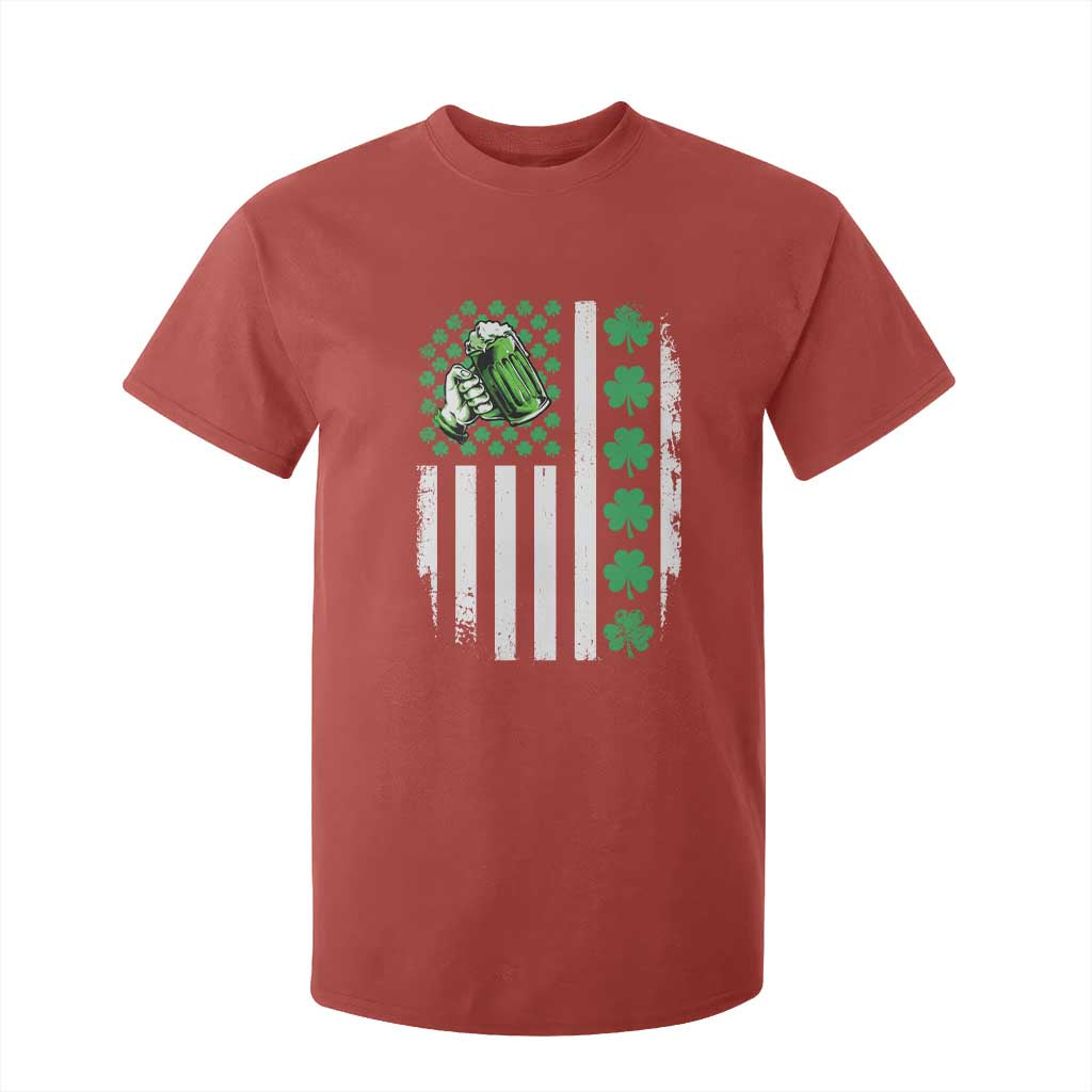 Irish Patriotic USA Flag With Shamrocks Gift T Shirt For Kid TS12 Red Print Your Wear