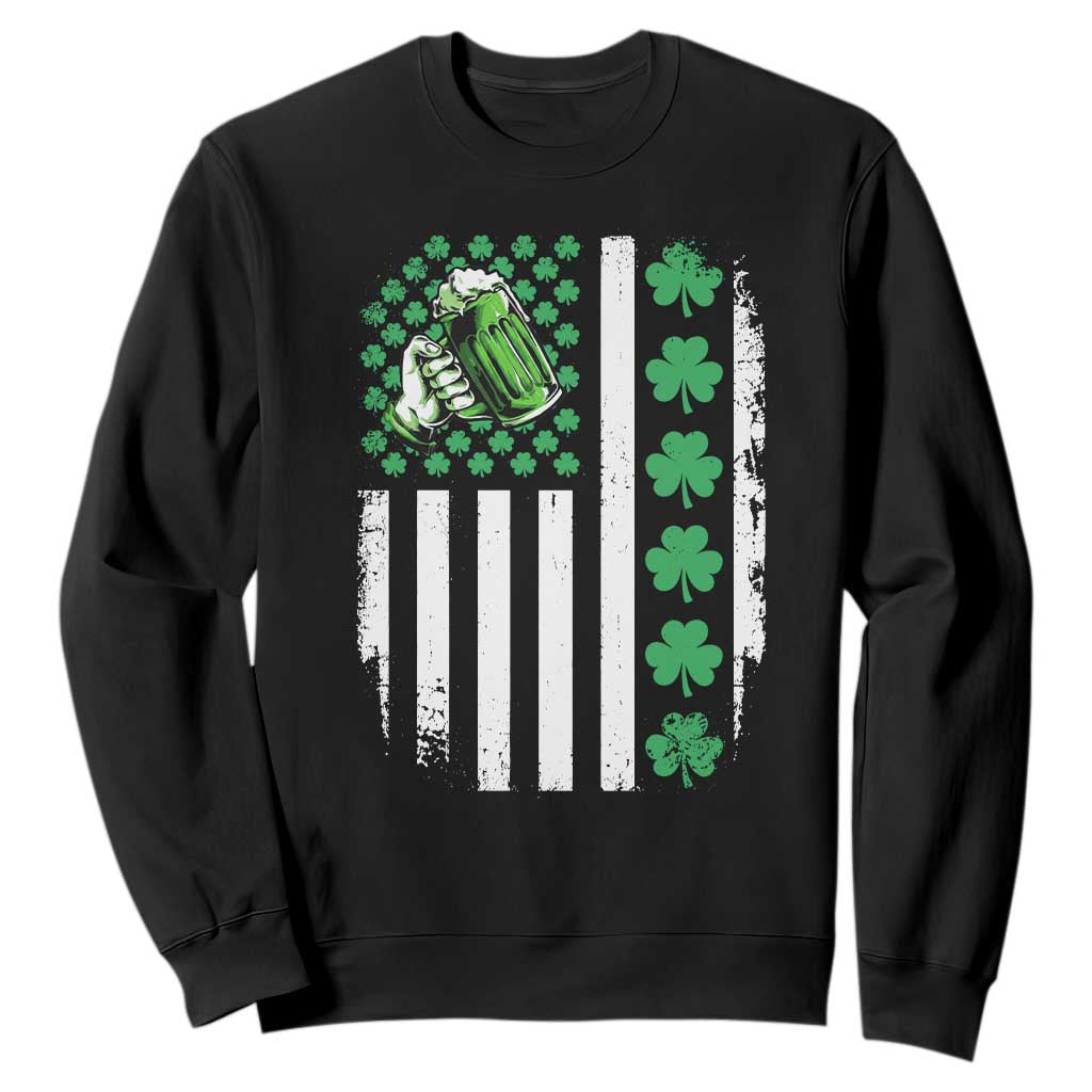 Irish Patriotic USA Flag With Shamrocks Gift Sweatshirt TS12 Black Print Your Wear