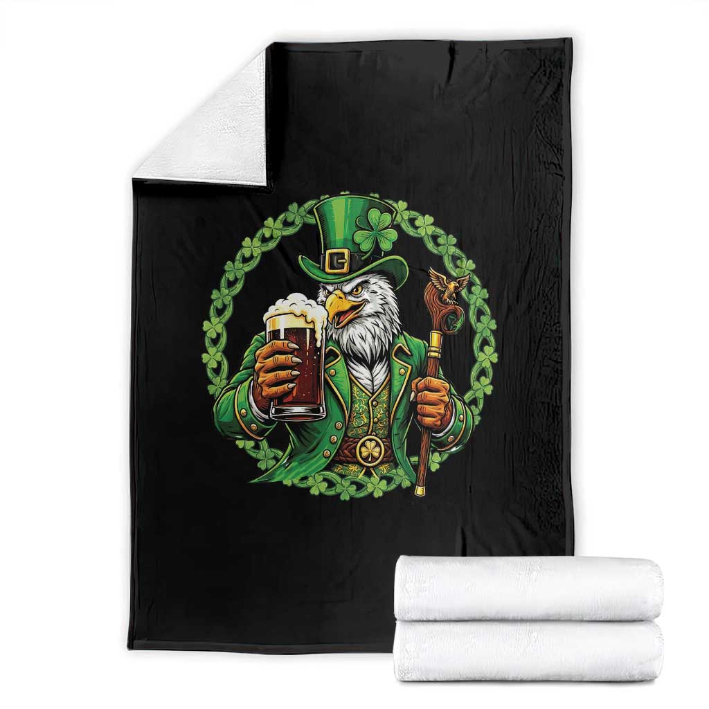 Irish Patriotic Eagle Leprechaun Throw Blanket St Patricks Day Gift TS12 Black Print Your Wear