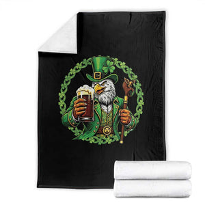 Irish Patriotic Eagle Leprechaun Throw Blanket St Patricks Day Gift TS12 Black Print Your Wear