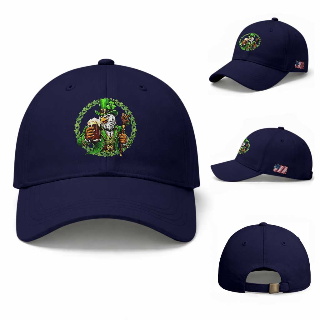 Irish Patriotic Eagle Leprechaun Baseball Cap St Patricks Day Gift TS12 Baseball Cap Universal Fit Dark Blue Print Your Wear