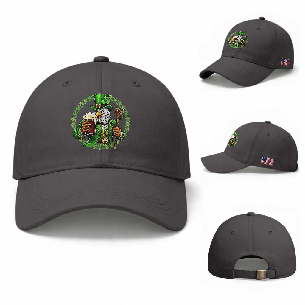 Irish Patriotic Eagle Leprechaun Baseball Cap St Patricks Day Gift TS12 Baseball Cap Universal Fit Dark Gray Print Your Wear