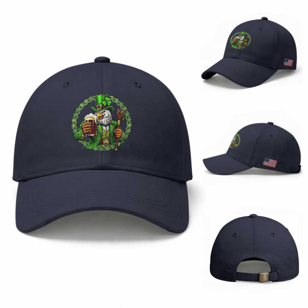 Irish Patriotic Eagle Leprechaun Baseball Cap St Patricks Day Gift TS12 Baseball Cap Universal Fit Navy Print Your Wear