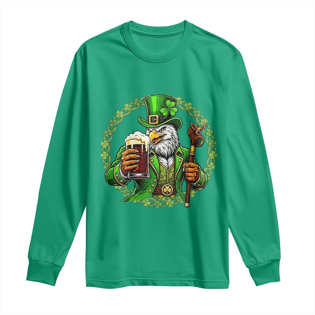 Irish Patriotic Eagle Leprechaun Long Sleeve Shirt St Patricks Day Gift TS12 Irish Green Print Your Wear