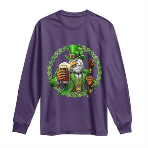 Irish Patriotic Eagle Leprechaun Long Sleeve Shirt St Patricks Day Gift TS12 Purple Print Your Wear