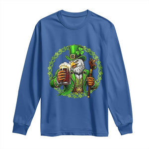 Irish Patriotic Eagle Leprechaun Long Sleeve Shirt St Patricks Day Gift TS12 Royal Blue Print Your Wear