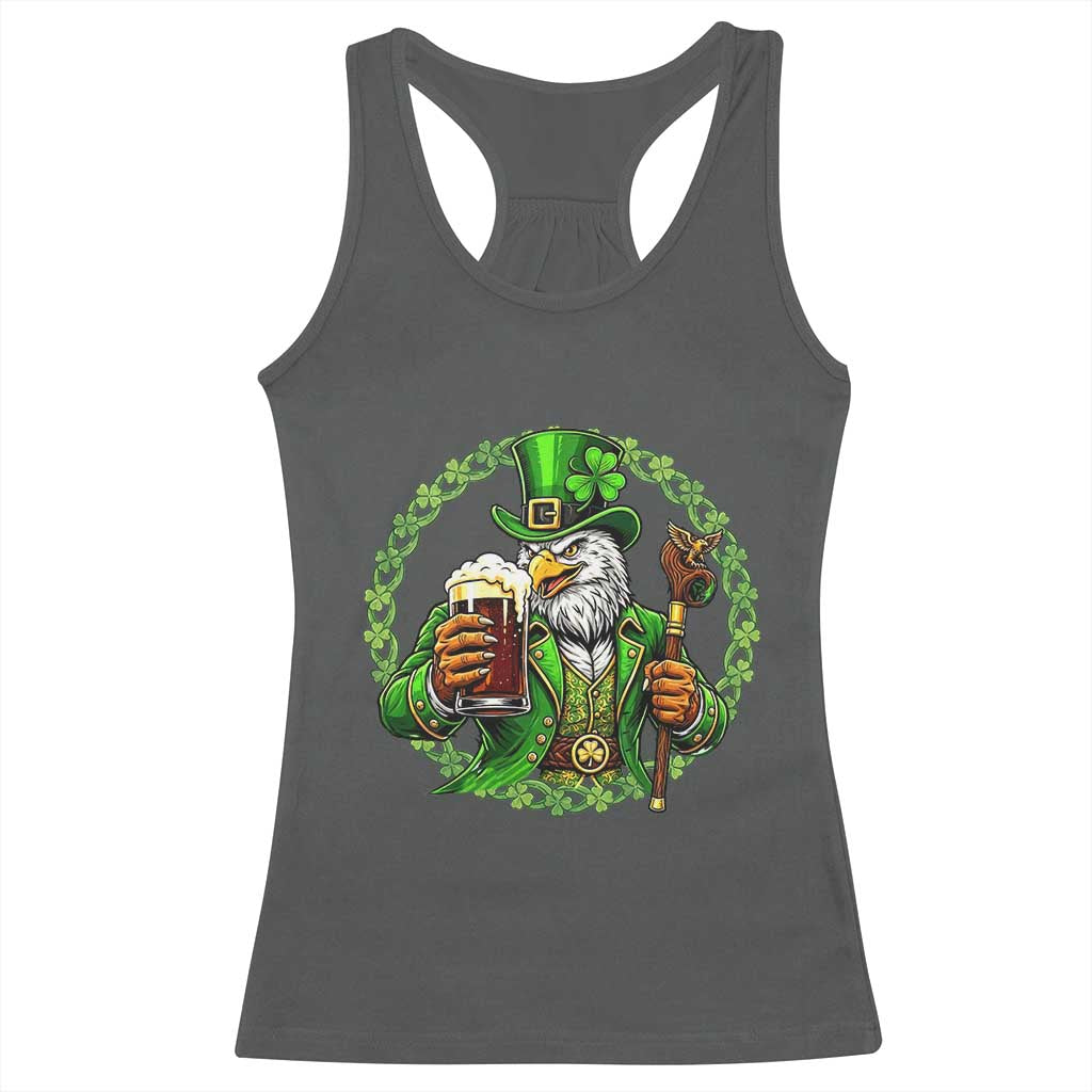 Irish Patriotic Eagle Leprechaun Racerback Tank Top St Patricks Day Gift TS12 Dark Heather Print Your Wear