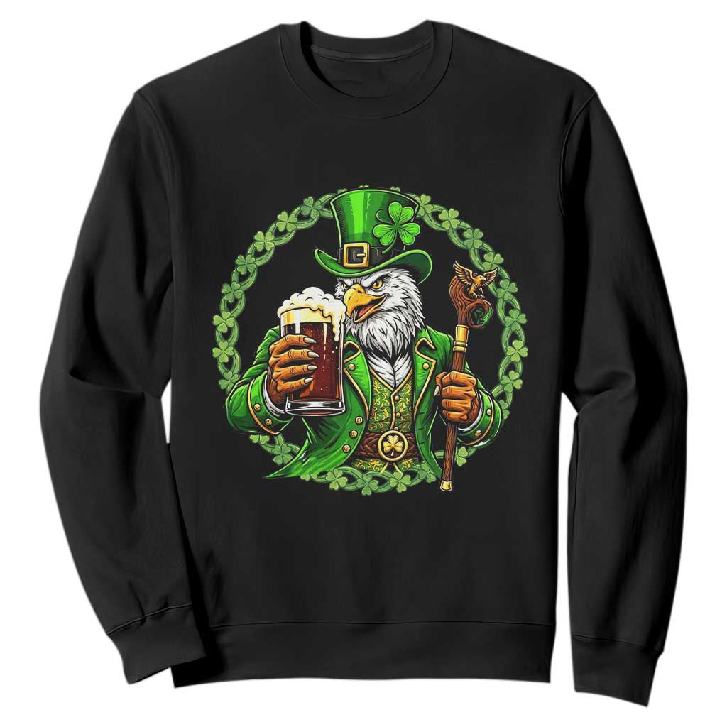 Irish Patriotic Eagle Leprechaun Sweatshirt St Patricks Day Gift TS12 Black Print Your Wear