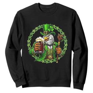 Irish Patriotic Eagle Leprechaun Sweatshirt St Patricks Day Gift TS12 Black Print Your Wear