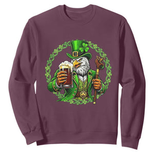 Irish Patriotic Eagle Leprechaun Sweatshirt St Patricks Day Gift TS12 Maroon Print Your Wear