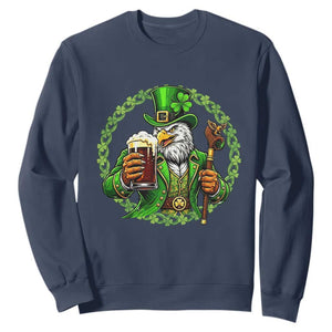 Irish Patriotic Eagle Leprechaun Sweatshirt St Patricks Day Gift TS12 Navy Print Your Wear
