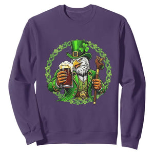 Irish Patriotic Eagle Leprechaun Sweatshirt St Patricks Day Gift TS12 Purple Print Your Wear