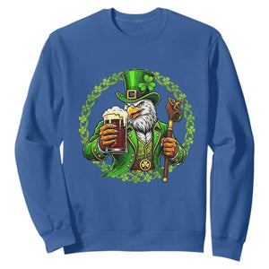Irish Patriotic Eagle Leprechaun Sweatshirt St Patricks Day Gift TS12 Royal Blue Print Your Wear