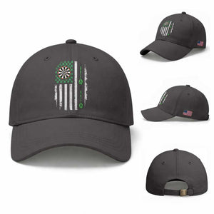 Irish American Darts Shamrock Flag Gift Baseball Cap TS12 Baseball Cap Universal Fit Dark Gray Print Your Wear