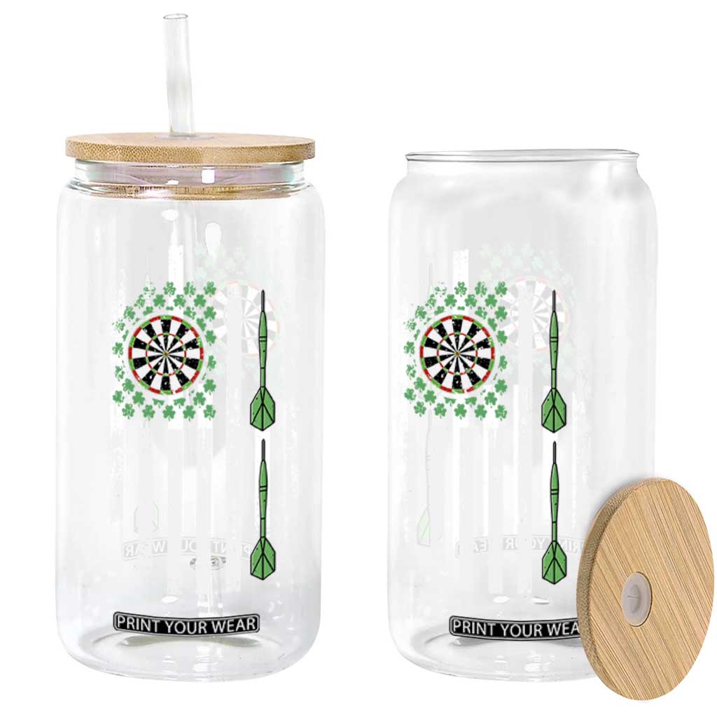 Irish American Darts Shamrock Flag Gift Glass Can TS12 Print Your Wear