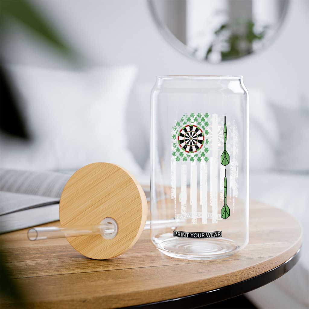 Irish American Darts Shamrock Flag Gift Glass Can TS12 Print Your Wear