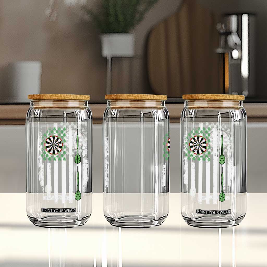 Irish American Darts Shamrock Flag Gift Glass Can TS12 Print Your Wear