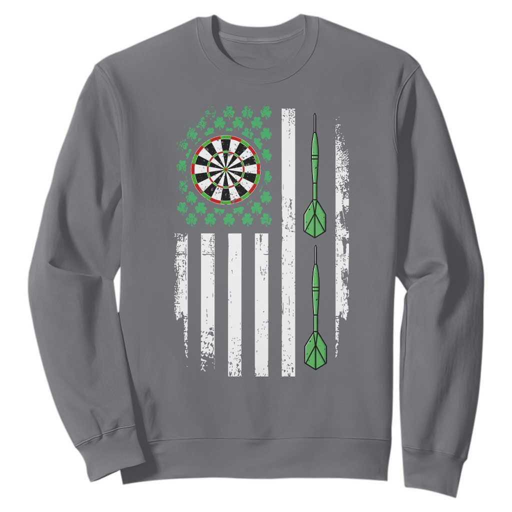 Irish American Darts Shamrock Flag Gift Sweatshirt TS12 Charcoal Print Your Wear