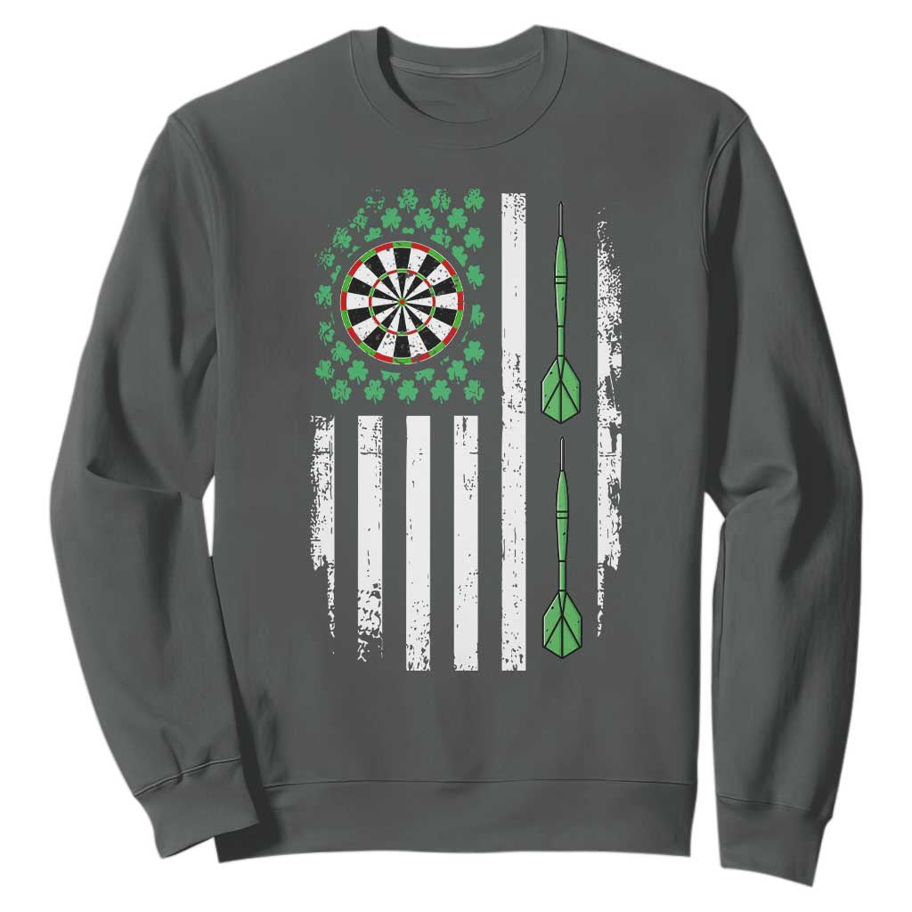 Irish American Darts Shamrock Flag Gift Sweatshirt TS12 Dark Heather Print Your Wear
