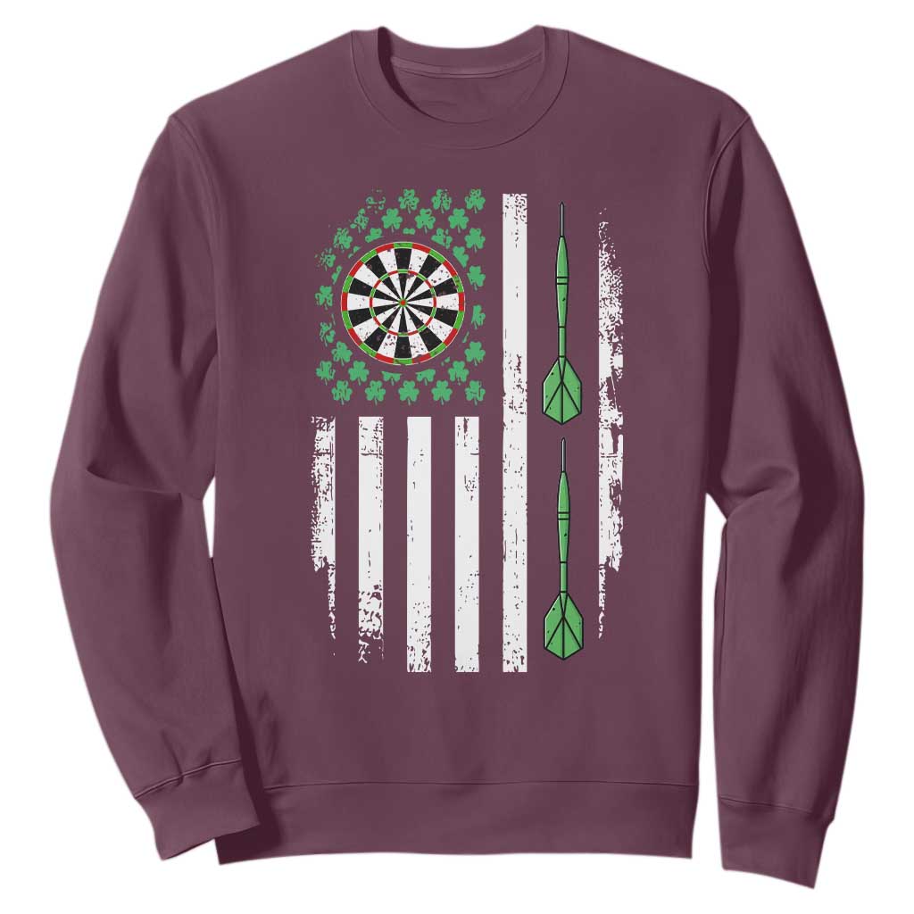 Irish American Darts Shamrock Flag Gift Sweatshirt TS12 Maroon Print Your Wear