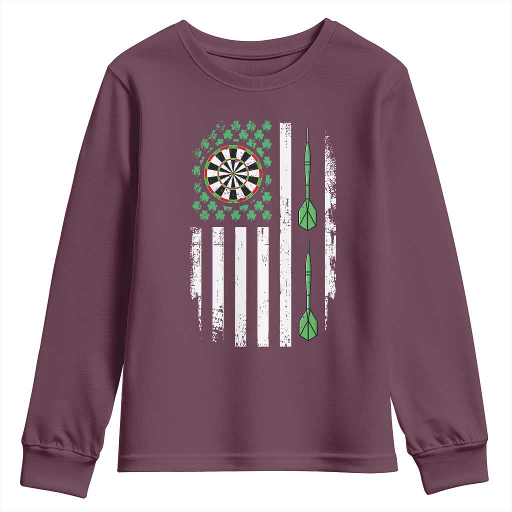 Irish American Darts Shamrock Flag Gift Youth Sweatshirt TS12 Maroon Print Your Wear