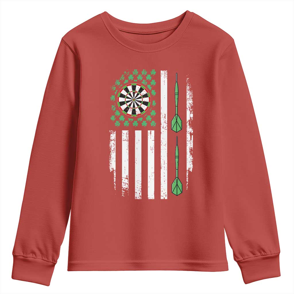 Irish American Darts Shamrock Flag Gift Youth Sweatshirt TS12 Red Print Your Wear