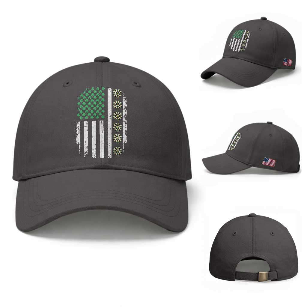 Vintage Shamrock Lucky Darts Baseball Cap St Patricks Day Gift TS12 Baseball Cap Universal Fit Dark Gray Print Your Wear