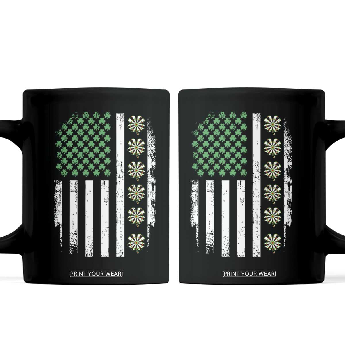 Vintage Shamrock Lucky Darts Coffee Mug St Patricks Day Gift TS12 Black Print Your Wear