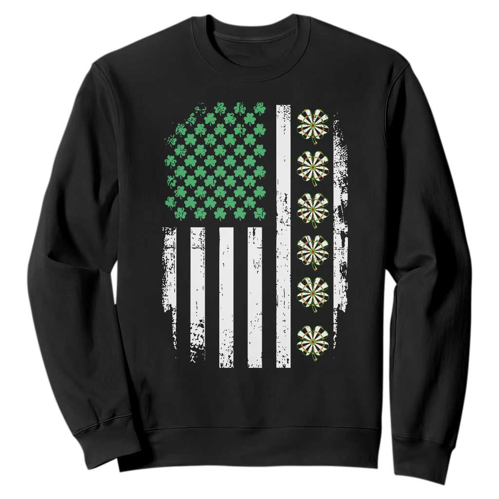 Vintage Shamrock Lucky Darts Sweatshirt St Patricks Day Gift TS12 Black Print Your Wear
