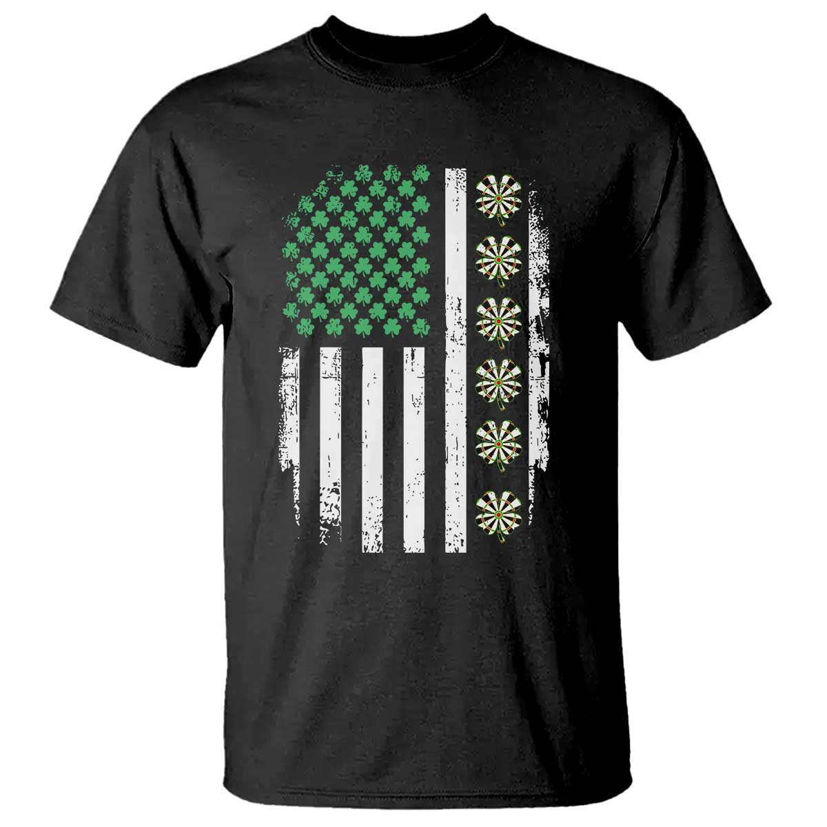 Vintage Shamrock Lucky Darts T Shirt St Patricks Day Gift TS12 Black Print Your Wear