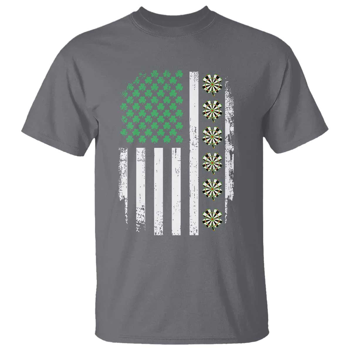 Vintage Shamrock Lucky Darts T Shirt St Patricks Day Gift TS12 Charcoal Print Your Wear