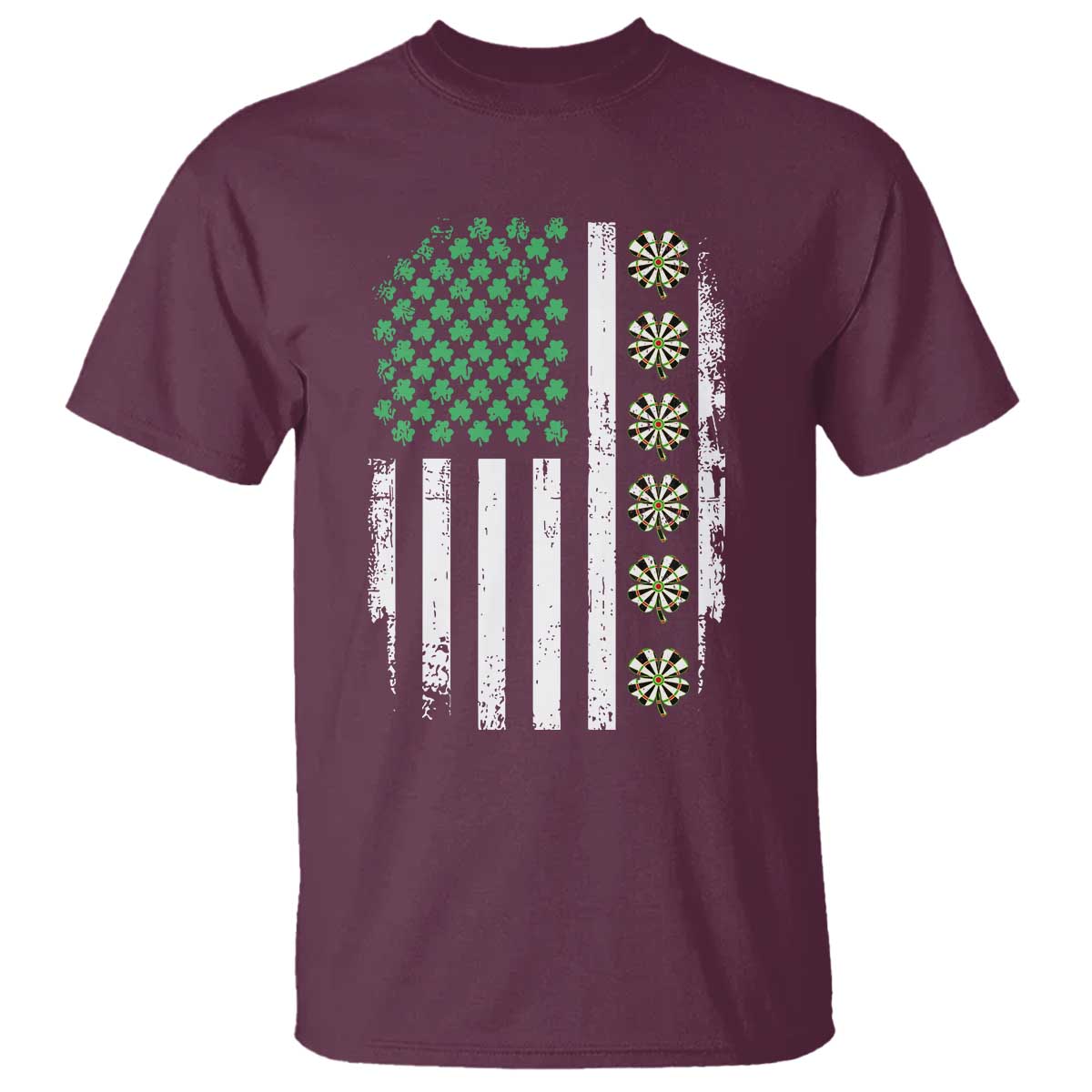Vintage Shamrock Lucky Darts T Shirt St Patricks Day Gift TS12 Maroon Print Your Wear